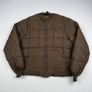 Walls Quilted Jacket Mens Medium Brown Insulated Full Zip Puffer Casual Outdoor